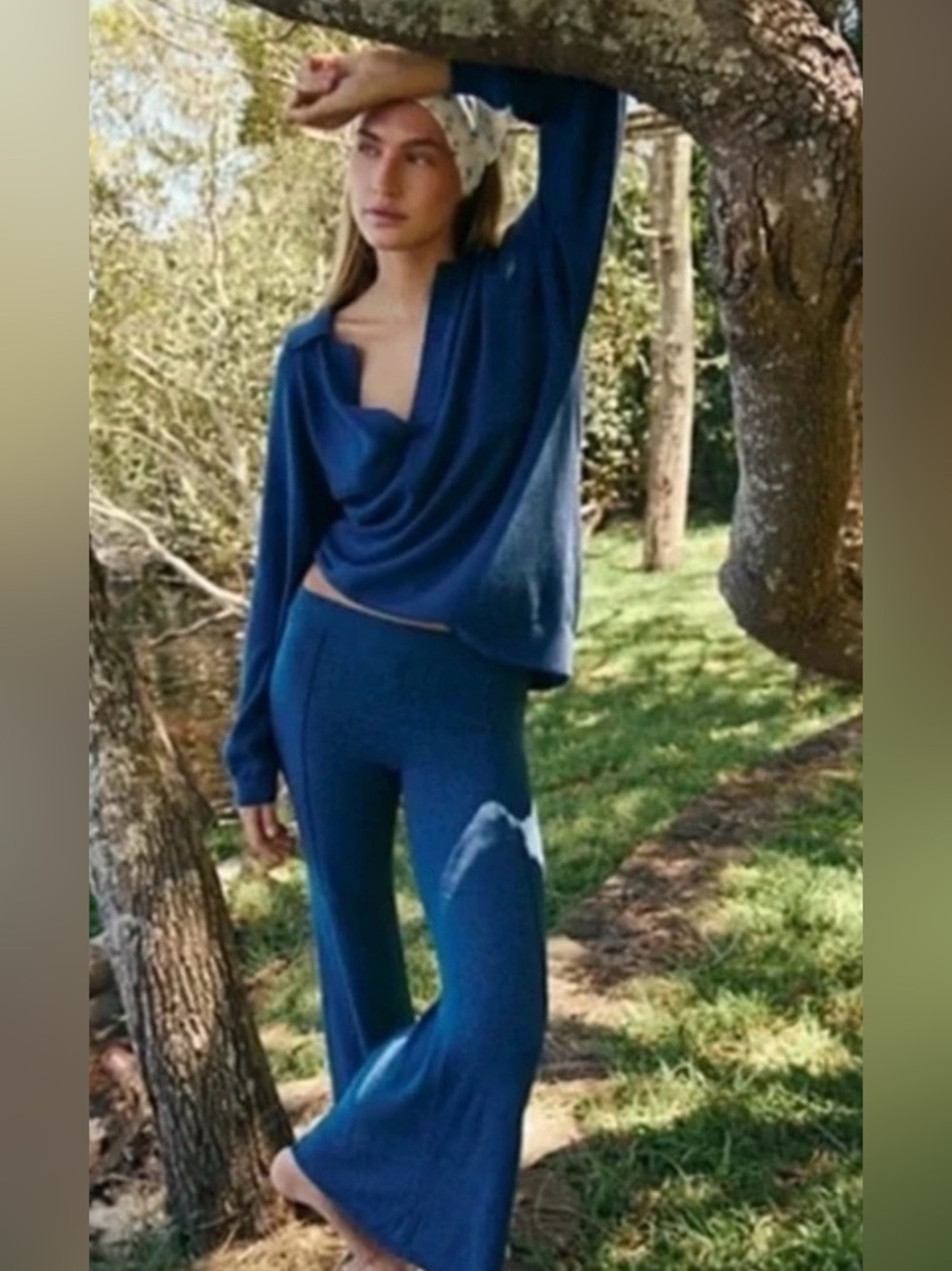 NWT! FP Free People Beach Drea Sweater Set Dark Denim Blue Pants & Sweater